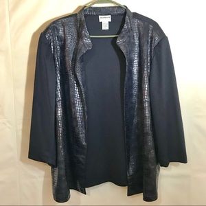 Bon Worth Open Cardigan Navy Blue Animal Print XL